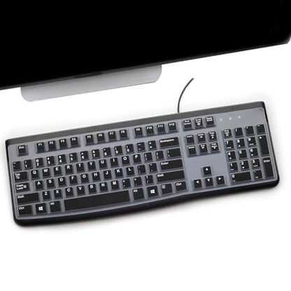 2 Pack Keyboard Cover for Logitech K120 & MK120 Ergonomic Desktop USB Keyboard, Logitech K120 & MK120 US Layout Waterproof Anti-Dust Keyboard Skin-Black+Clear - color: Black+Clear