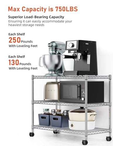 Simple Deluxe 3-Tier Heavy Duty Storage Shelves 750Lb Capacity, 24.02" D x 13.78" W x 21.97" H Shelving Unit for Pantry, Garage, Laundry and Kitchen, Chrome, 2 Pack - size: 3-Tier, 13.78"W x 24.02"D x 21.97"H, style: 2 Pack