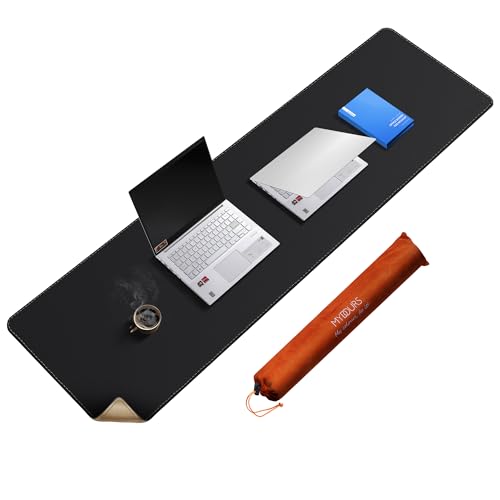 Mydours Extra Long 63" x 19.7" Desk Mat for Professionals - Cork Backing & PU Leather Surface, Waterproof Computer Desk Protector with Gaming-Friendly Texture, Ideal for Keyboards, Office Accessories - color: Black, size: 63" x 19.7"