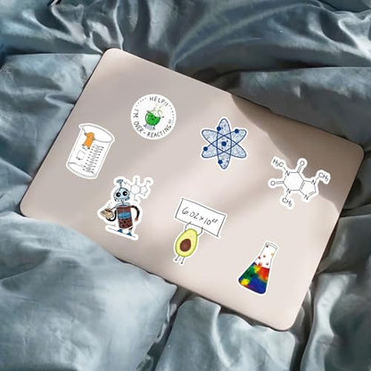 105PCS Sciences Stickers, Vinyl Waterproof Physics, Chemistry, Biology Experiment Natural Stickers Pack for Water Bottle, Helmet,Journaling, Laptop, Phone, Student Science Laboratory Equipment Decals - color: Sciences Stickers