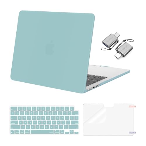 MOSISO Compatible with MacBook Air 13 inch Case M5 2026 M4 2025 M3 M2 2024-2022 A3449 A3240 A3113 A2681, Hard Shell&Keyboard Cover&Screen Film&Type C for MacBook Air 13.6 inch Case, Aquamarine - color: Aquamarine