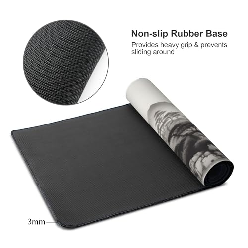 Extra Large Mouse Pad, Chinese Ink Wash Painting Design, 35.4x15.7 Inches, Gaming Keyboard Pad with Stitched Edges and Anti-Slip Rubber Base - color: tower