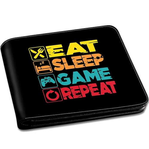 EXXBYELI Boys Wallet Gamepad Leather Wallets Credit Id Card Cash Holder Black Rfid Blocking Zipper Cute Cool Funny Aesthetic Wallets With Coin Pocket Id Window Teen Wallets for Boys Teenager Wallet - color: games-text-1