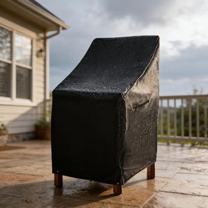RosieLily Patio Chair Covers High Back Outdoor Bar Stool Covers (1 Pack-Black, 28.35"W x 36.22"D x 47.24"H) - color: 1 Pack-Black, size: 28.35"W x 36.22"D x 47.24"H