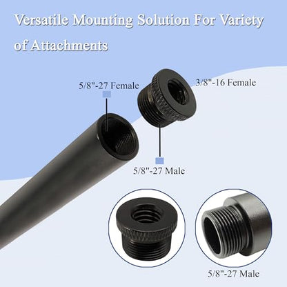 Mic Stand Extension Tube with 3/8" to 5/8" Microphone Extension Pipe Adapter for Mic Booms,Arm Stand 2 Pack