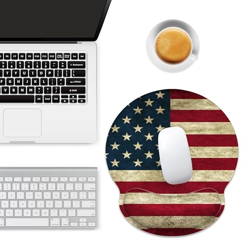 Ergonomic Mouse Pad with Wrist Support,American Flag Mouse Pad with Wrist Rest,Relieve Wrist Pain Mousepad Non-Slip Rubber Base,Mouse Pads for Desk,Computers,Laptop,Office,Home,Gaming,Accessories - color: American Flag