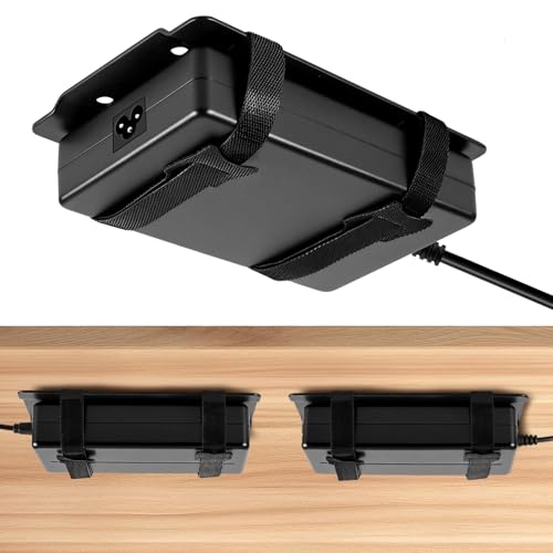 2 Pcs Universal Metal Laptop Charger Holder, Adjustable Under Desk Power Brick Mount Organizer for Charging Bricks & Cables Space Saving Power Adapters Mount, Secure Supply Holder for Chargers,Black - size: Middle
