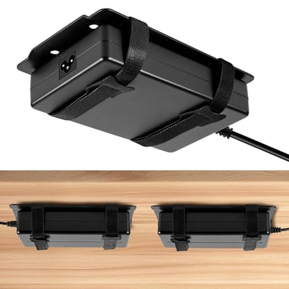 2 Pcs Universal Metal Laptop Charger Holder, Adjustable Under Desk Power Brick Mount Organizer for Charging Bricks & Cables Space Saving Power Adapters Mount, Secure Supply Holder for Chargers,Black - size: Middle