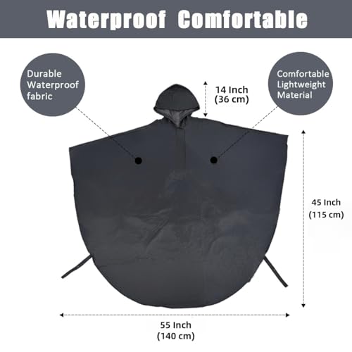 Waterproof Wheelchair Poncho, Windproof Rain cover adults Mobility Scooter Poncho Cape - color: Black