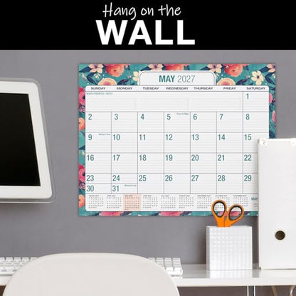 Desk PAD: 22" x 17" Large Print Desk Pad Calendar, APR 2026 - DEC 2027, 21 Months, (Teal Floral) - color: Teal Floral