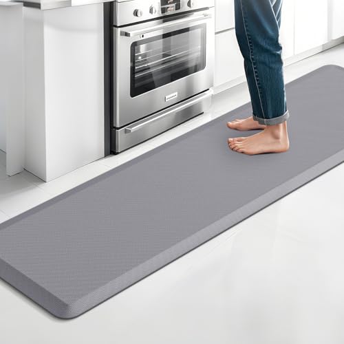 TranquilRelax Kitchen Mat, Thick Floor Comfort Anti-Fatigue Mat, Non-Slip, Water Resistant, Stain Resistant, Easy Clean, for Kitchen, Sink, Office,Home (17.3''x60'', Grey) - color: Grey, size: 60"L x 17.3"W x 0.5"Th