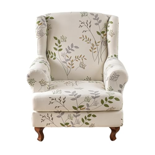 KRFOONN Wingback Chair Covers Slipcovers 2 Piece Stretch Wing Chair Covers Spandex Slipcovers Wingback Sofa Covers Armchair Covers Non-Slip Furniture Protector for Living Room Wingback Chairs, A20 - color: A20