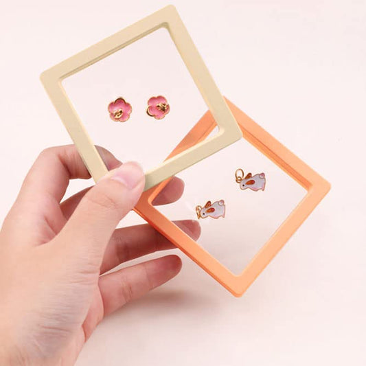 12PCS 3D Floating Frame Display Stand, Jewelry Box, Gift Box, Ornament Organizer, Small Travel Jewelry Box, PE Film Anti-Oxidation, Suspended Display Box Stackable (2.75 * 2.75，Type 4) - color: 2.75*2.75，Type 4