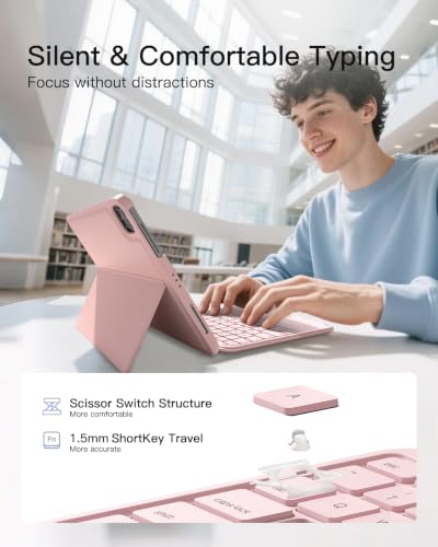 Inateck for iPad (A16) 11th/10th Gen 450g Ultralight Keyboard Case, Air 11" 2026 M4 /M3/M2, Air 5/4th, Pro 11 4/3/2/1th,1 Second Magnetic Detachable Keyboard with Touchpad, AceTouch, Light Pink - color: Light Pink