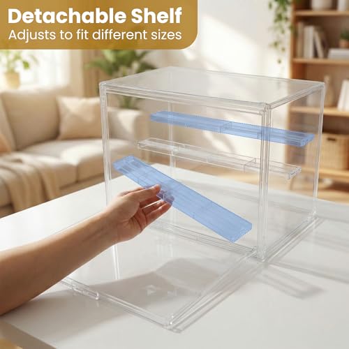 Acrylic Display Case 2 Pack, 4-Tier Large Clear Stackable Display Boxes with Magnetic Doors and Removable Shelves, Dustproof Showcase for Figures, Collectibles, Models - size: Large