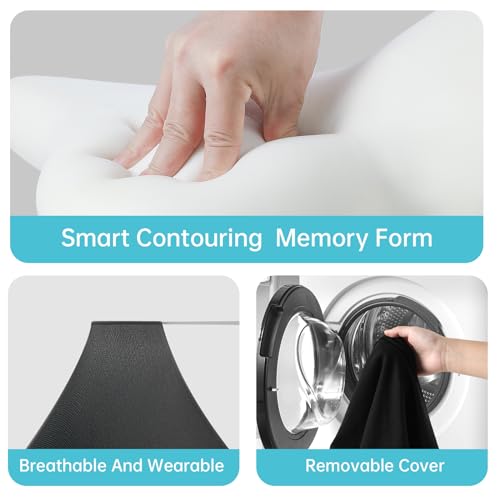 A-Pce Adjustable Lumbar Support Pillow,Improve Lower Back PainRelief & Sitting Posture, Adjustable Slider, Ergonomic Memory Foam Back Cushion for Long Sitting for Office Chair/Car/Plane-Black