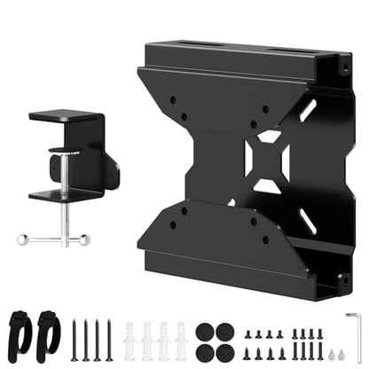 Mini PC VESA Mount for Lenovo with Desk Clamp Behind Monitor/Wall/Under Desk/C-Clamp Desktop Mounting Bracket for Lenovo ThinkCentre M600 M700 M710Q M910Q Tiny Desktops Mini PC Mount to Monitor Arm