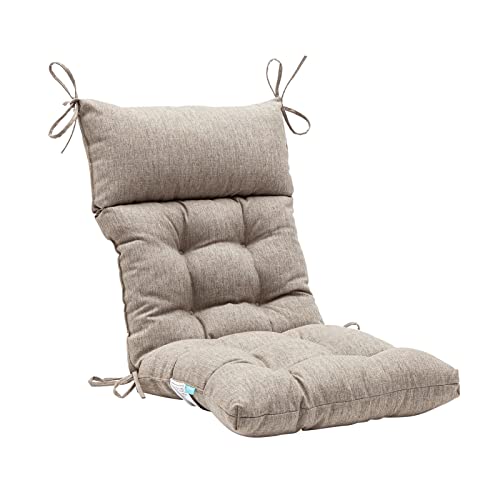 QILLOWAY Outdoor Rocking Chair Cushions Set of 2, 100% Polyester Waterproof Patio Rocking Chair Cushion, High Back Weatherproof Chair Pad for Adirondack & Outdoor Furniture, Tan,Grey - color: Tan/Grey