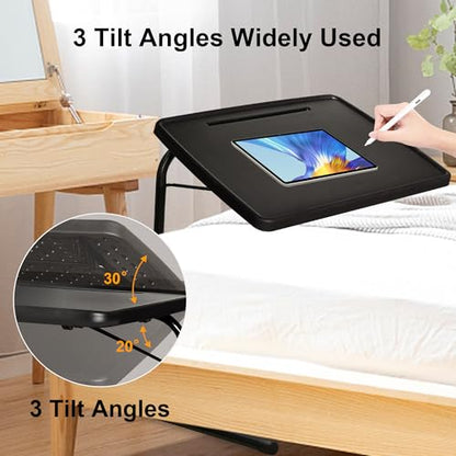 XL Adjustable Folding TV Tray Table, Larger TV Dinner HDPE Plastic Tray Table for for Eating, Adjustable Folding Laptop Table, TV Tray for Laptop, Eating, Drawing, Snacks, etc, Black - size: XL-Large