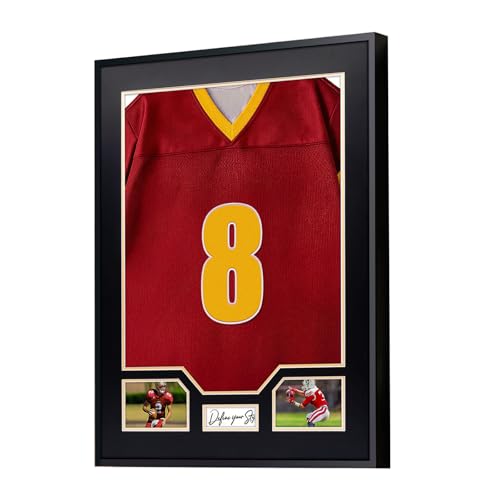 Aluminum Jersey Display Frame Case Large Shadow Box Jersey Frame with Photo Slots 98% UV Protection Clear Acrylic for Football, Hockey, Basketball, Baseball Shirt Ideal Gift for Sports Fans - color: Jersey Frame 8