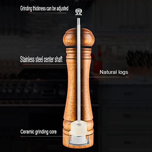 Wooden Pepper Mill Set Salt Pepper Grinder Kit Manual Mills Solid with Strong Adjustable Ceramic Grinders 2 Piece 8 Inches - color: D 2 Wooden Pepper Mill