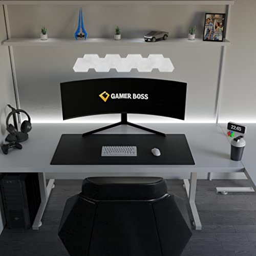 Gamer Boss - Gaming Mouse Pad - 48 x 24 Inches - 4mm Thick with Stitched Edges, Non-Slip Rubber Base, Premium Cloth Mousepad, Desk Mat for Laptop, Keyboard, Computer & PC (Mega, Black) - color: Black, size: 48" x 24"
