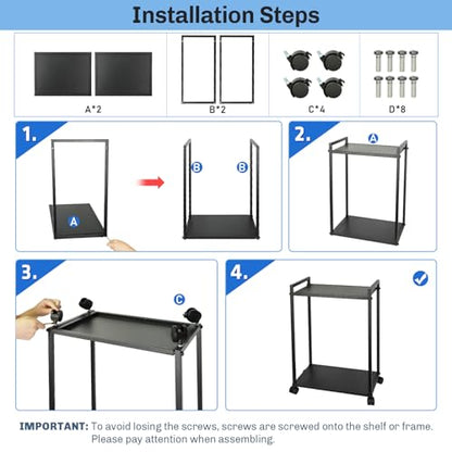 Liitrton Computer Tower Stand, 2-Tier PC Stand with Lockable Wheels CPU Holder Under Desk for Office Home (L)