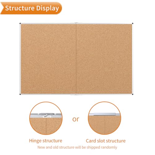 VIZ-PRO 60" x 48" Large Cork Bulletin Board, Foldable & Wall-Mounted Notice Pin Board with Silver Aluminum Frame, for School Home Office - 5' x 4' Corkboard - size: 60 X 48 Inches