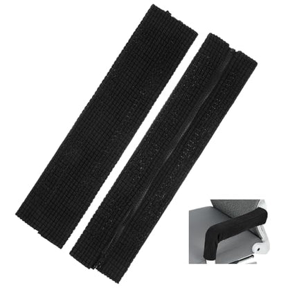 2pcs Office Chair Armrest Covers, Arm Rest Covers for Office Chair,with Zipper, Stretchable Chairs Arm Pads, Black Armrest Cover for Chairs