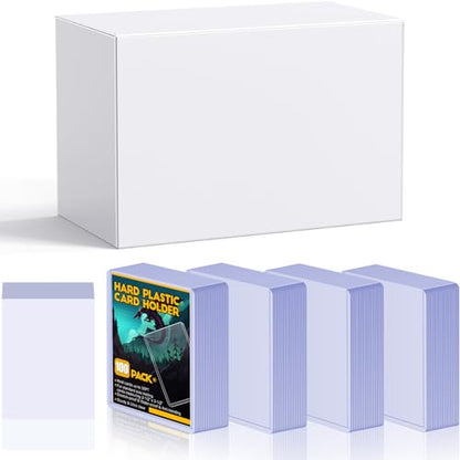 200 Card Sleeves Hard Plastic, Sooez Premium 35PT 3"X4" Baseball Card Protectors Hard Plastic Card Holder, Trading Sports Football Game Cards(100 Hard Sleeve + 100 Penny Sleeve) - size: 100 Hard Sleeves + 100 Penny Sleeves