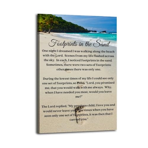 Footprints In The Sand Poems And Paintings Inspirational Poster Art Print Canvas Wall Art Kitchen Living Room Classroom Bedroom Office Home Aesthetic Decoration 16x24inch(40x60cm) Frame-style-3 - color: Frame-style-3, size: 16x24inch(40x60cm)