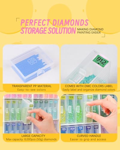 60pcs Diamond Art Storage Containers Trays ＆ Stand, Diamond Painting Accessories Diamond Painting Trays with Lids, 2-in-1 Diamond Art Tray and Beads Storage, Beads Gem Art Tools Storage Rack - size: 60pcs+Rack