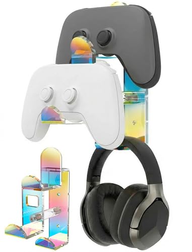 NiHome Acrylic Game Controller Wall Hanger Stand - The Ultimate Solution for Organizing Your Gaming Space, Universal Game Controller Holder for Gaming Accessories (Iridescent) - color: Iridescent-1