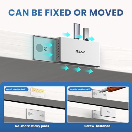 EJAY 5-in-1 Magnetic USB 3.0 Hub with SD/TF Card Reader, 5Gbps USB Data Hub for Desk, Magnetic Hub for PC Case, Powered USB 3.0 Hub Desk Mount for MacBook, PC, 3-Way Mounting, Silver - color: Silver