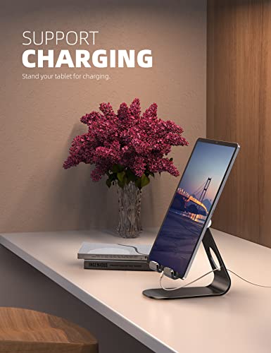 Lamicall Tablet Stand Adjustable, Tablet Stand : Desktop Stands Holder Gifts Compatible with Tablets Such as iPad 2018 Pro 9.7, 10.5, Air Mini 4 3 2, Kindle, iPhone 17 Max, E-Reader (4-13'')- Black - color: Black