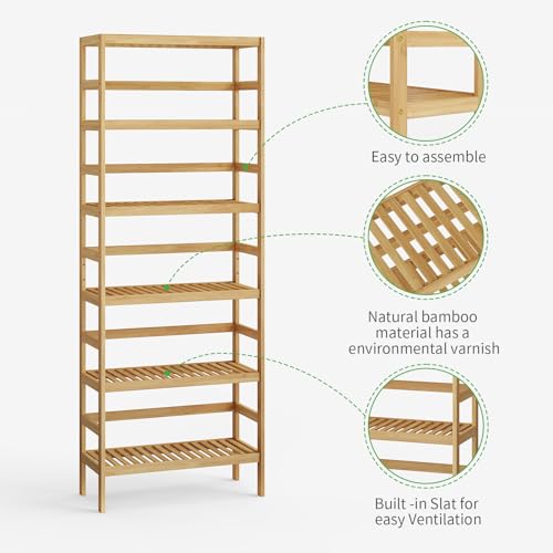 Bamboo Rack, Adjustable Bamboo Shelf, Stand Utility Storage Shelf Multifunctional Bathroom Kitchen Living Room Holder Plant Flower Stand (6-Tier) - size: 6-Tier-1
