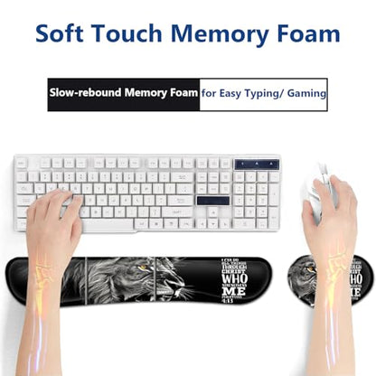 Large Mouse Pad + Keyboard Wrist Rest Set, Extended Gaming Mousepad (31.5X11.8 inch) with Non-Slip Rubber, Ergonomics Memory Foam Mouse Wrist Rest Support, Lion Philippians 4:13 Black XXL Desk Pad - color: Yu-Mouse Pad-3-B38