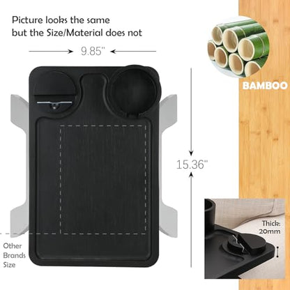 Nnewvante Couch Cup Holder,3 in 1 Large 15.36"x9.85" Bamboo Couch Arm Table Sofa Arm Clip on TV Tray Table with 360°Rotated Phone/Cup Holder, Black - color: Black