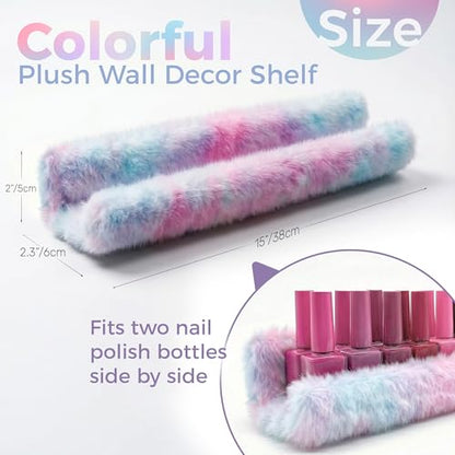 Care&More YJ 15 Inch Nail Polish Shelves, 4-Pack Fuzzy Display Nail Polish Rack for Storing Nail Bottles, Sunglasses, Essential Oils, Plush Soft (Purple) - color: Purple