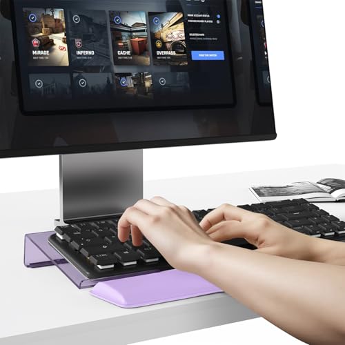 Computer Keyboard Stand and Wrist Rest Set, Keyboard Holder with Wrist Pad, Computer Wrist Support Pad, Keyboard Riser Holder with Wrist Pad for Office Home (Purple) - color: Purple