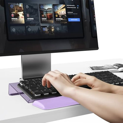 Computer Keyboard Stand and Wrist Rest Set, Keyboard Holder with Wrist Pad, Computer Wrist Support Pad, Keyboard Riser Holder with Wrist Pad for Office Home (Purple) - color: Purple
