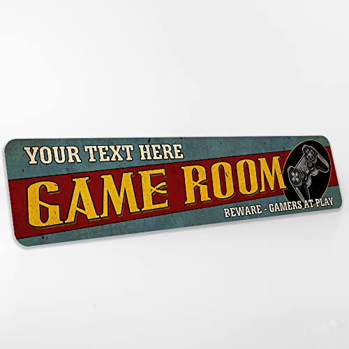 Chico Creek Signs Personalized Game Room Sign Gamer Room Décor Custom Sign Boys Room Gaming Accessories Gift 4x18 204182002038 - size: 4" x 18" - Gloss