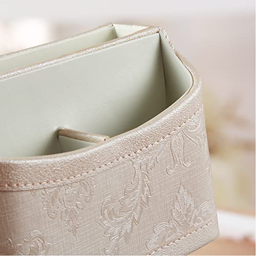 PUSU Leather 360°Rotatable Remote Control Holder,Nightstand TV Remote Caddy,Office Supplies Desktop Organizer,Spinning Storage Box for Pen,Mail,Phone,DVD, Blu-Ray, Media Player, Heater Controllers - color: 1 A Embroidery Flower