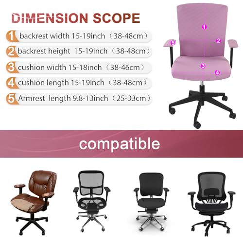 Tallew 4 Pcs Office Chair Covers Set Computer Universal Protective Stretchable Chair Seat Covers Desk Armrest Slipcovers Pads Office Cushion Backrest for Rotating(Light Purple) - color: Light Purple