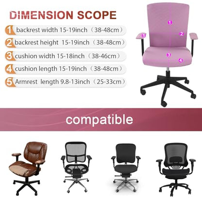 Tallew 4 Pcs Office Chair Covers Set Computer Universal Protective Stretchable Chair Seat Covers Desk Armrest Slipcovers Pads Office Cushion Backrest for Rotating(Light Purple) - color: Light Purple