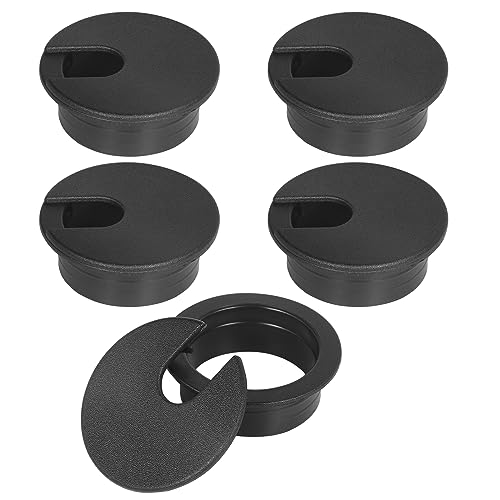 1-3/8" Black Desk Grommet, JTemgle Plastic Cable Hole Cover Computer Table Cord Wire Organizer Caps Desktop Cord Management for Home Office TV Stands Tabletops, 5 Pieces - color: Black, size: 1-3/8" / 35mm