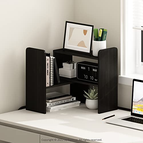 Furinno Classic Desktop Organizer Storage Rack Adjustable Free Style Rotation Display Bookshelf, Espresso 6.7D x 23.7W x 15.67H in - color: Espresso, size: 23.7-Inch
