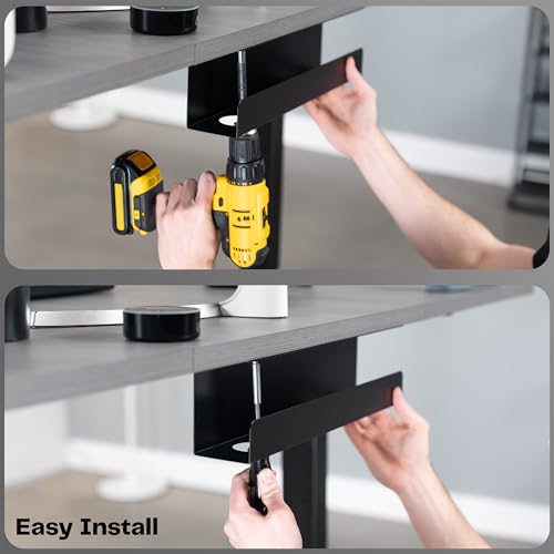 VIVO Under Desk 17 inch Cable Management Trays, Power Strip Holders, Cord Organizers, Wire Tamers for Office and Home, Black, 2 Pack, DESK-AC06-2C | Set of 2, Low Profile Power Strip Holder, Cord Organizer, Wire Tamer Steel Cable Rack for Office and Home,