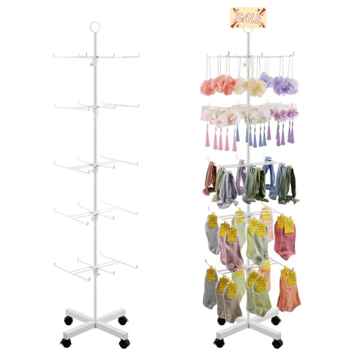 Flenpptly Retail Display Stand Rotating Display Rack 5 Tier Spinning Display Stand for Craft Shows, Jewelry, Keychain, Earring Adjustable Height Retail Display Racks (5-Tier White) - color: 5-Tier White