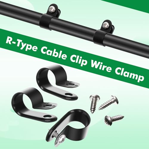 Hicarer 50 Pack R-Type Cable Clip Wire Clamp, Nylon Screw Mounting Cord Fastener Clips with 50 Pack Screws for Wire Management (Black, 1/2 Inch) - color: Black, size: 1/2 Inch